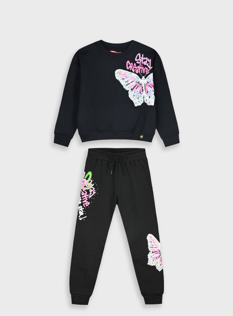 Παιδικά ρούχα - κορίτσι Energiers - ΣΗΜΑΝΤΙΚΟ: Σε περίπτωση διαφοράς τιμής από το κατάστημα ισχύει παντα και μόνο η τιμή του καταστήματος Φούτερ φόρμα με τύπωμα | ΜΑΥΡΟ