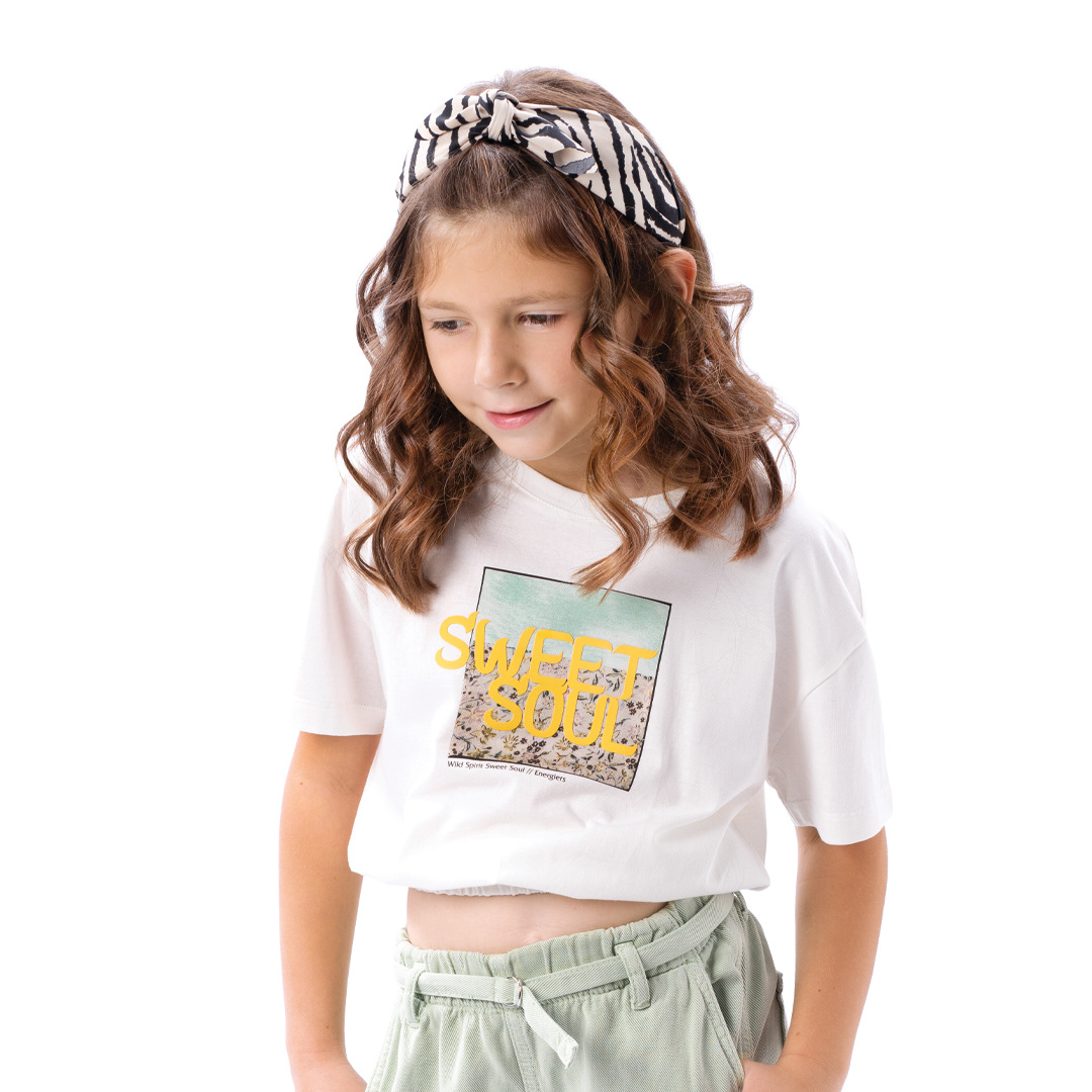 Παιδική μπλούζα κροπ με τύπωμα για κορίτσι | ΕΚΡΟΥ ΚΟΡΙΤΣΙ 6-16>Μπλούζα>ΝΕΕΣ ΑΦΙΞΕΙΣ>Μπλούζα