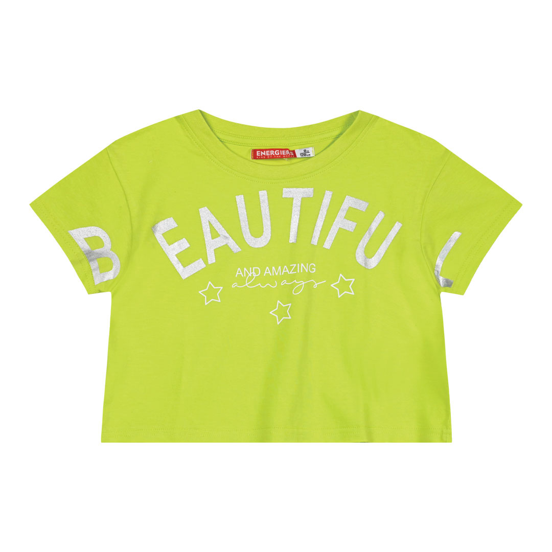 Παιδική μπλούζα κροπ με μεταλιζέ τύπωμα για κορίτσι | ΛΑΧΑΝΙ ΚΟΡΙΤΣΙ 6-16>Μπλούζα>ΝΕΕΣ ΑΦΙΞΕΙΣ>Μπλούζα