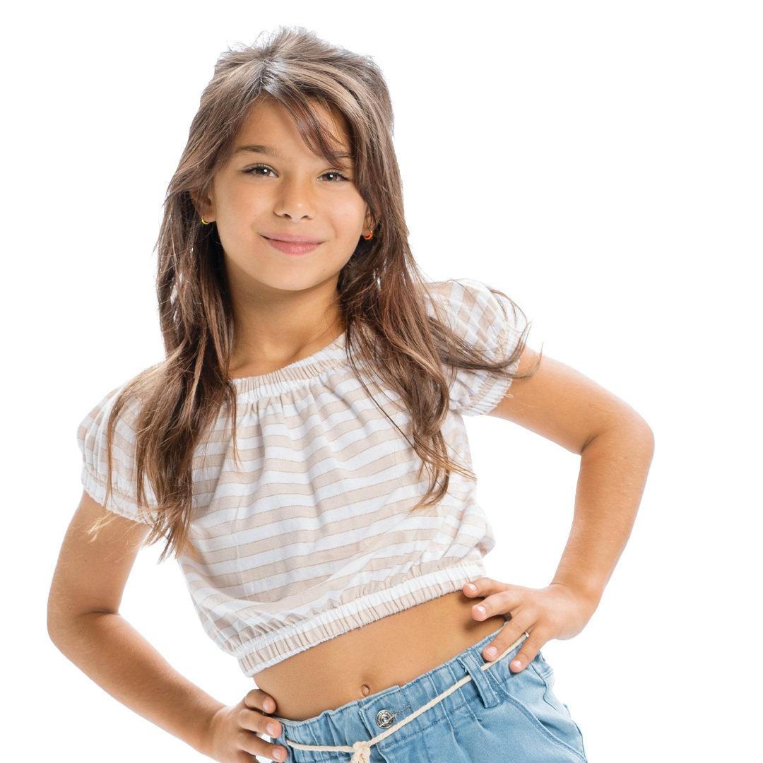 Παιδική ριγέ μπλούζα κροπ για κορίτσι | ΜΠΕΖ ΚΟΡΙΤΣΙ 6-16>Μπλούζα>ΝΕΕΣ ΑΦΙΞΕΙΣ>Μπλούζα