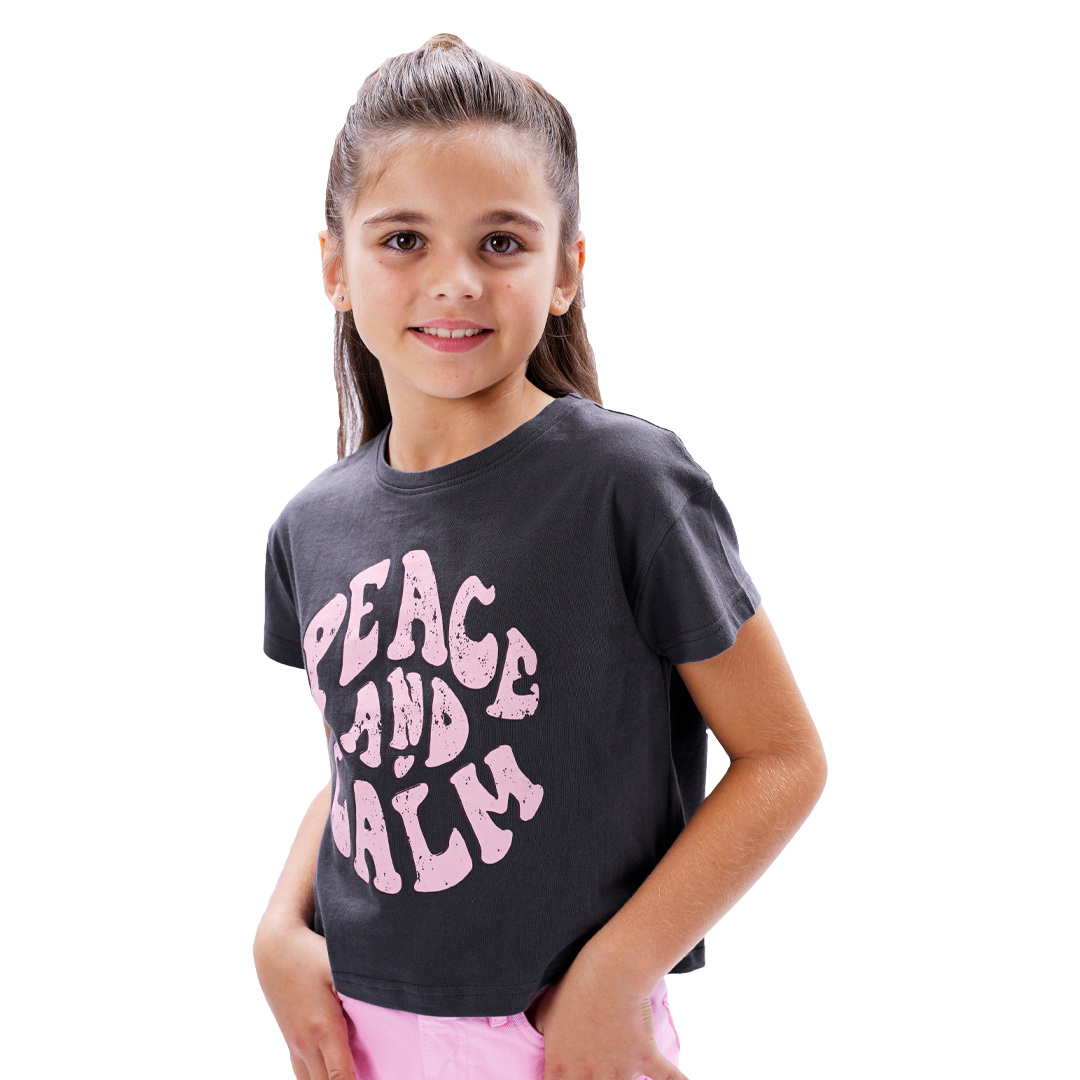 Παιδική μπλούζα κροπ με τύπωμα για κορίτσι | ΑΝΘΡΑΚΙ ΚΟΡΙΤΣΙ 6-16>Μπλούζα>ΝΕΕΣ ΑΦΙΞΕΙΣ>Μπλούζα