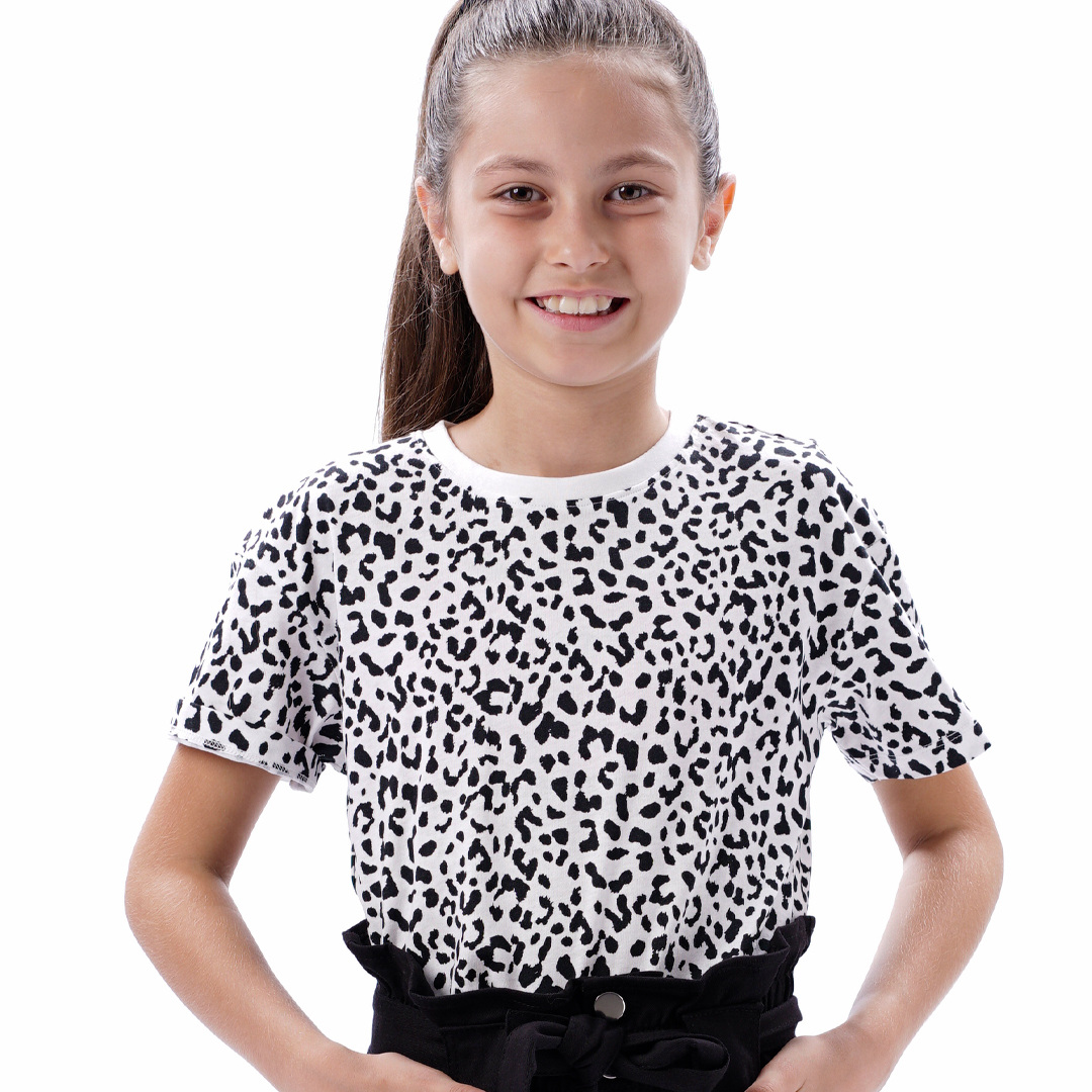 Παιδική μπλούζα κροπ λεοπάρ για κορίτσι | ΕΜΠΡΙΜΕ ΚΟΡΙΤΣΙ 6-16>Μπλούζα>ΝΕΕΣ ΑΦΙΞΕΙΣ>Μπλούζα