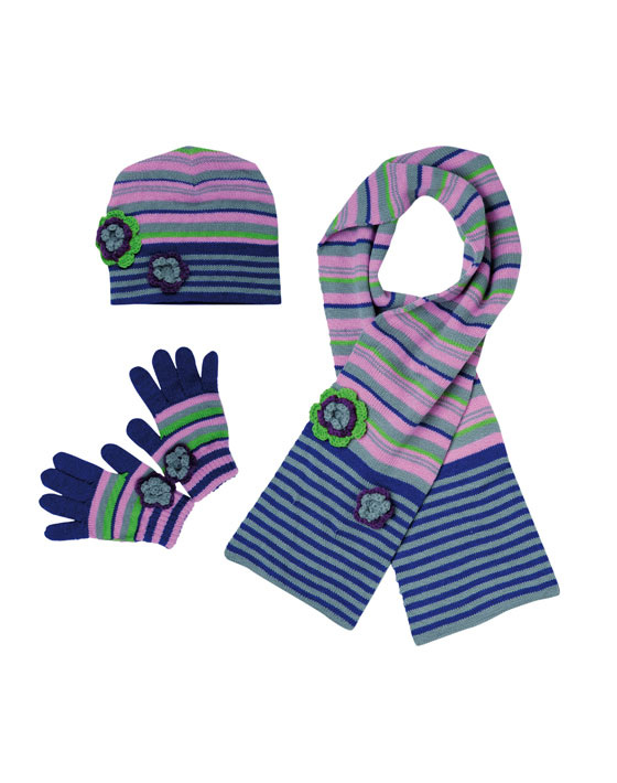 Σέτ σκούφος-γάντια-κασκόλ με λουλούδι και αστέρι | ΙΡΙΔΑ