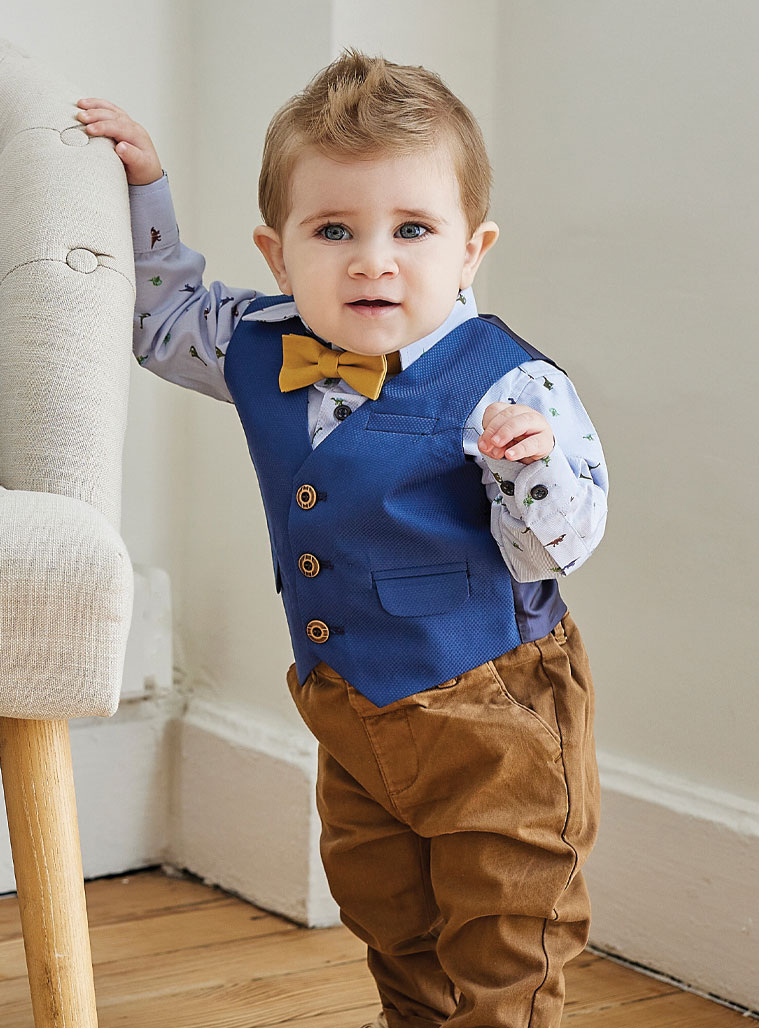 Βρεφικό σετ 4 τεμάχια, πουκάμισο, παπιγιόν, γιλέκο και 