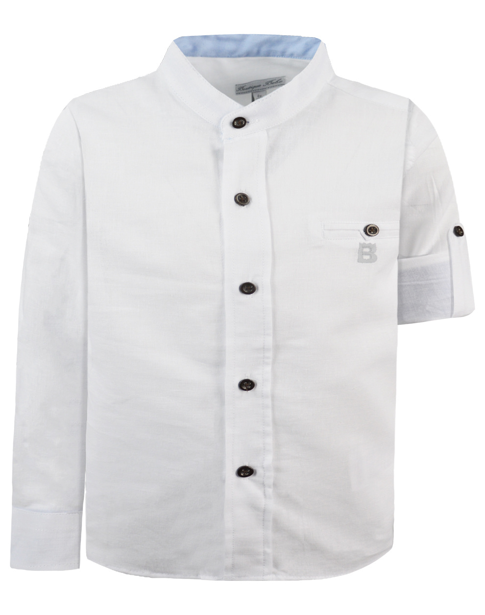 Λινό μακρυμάνικο πουκάμισο με μάο γιακά για αγόρι για επίσημες εμφανίσεις | ΛΕΥΚΟ ΑΓΟΡΙ 1-6>Πουκάμισο