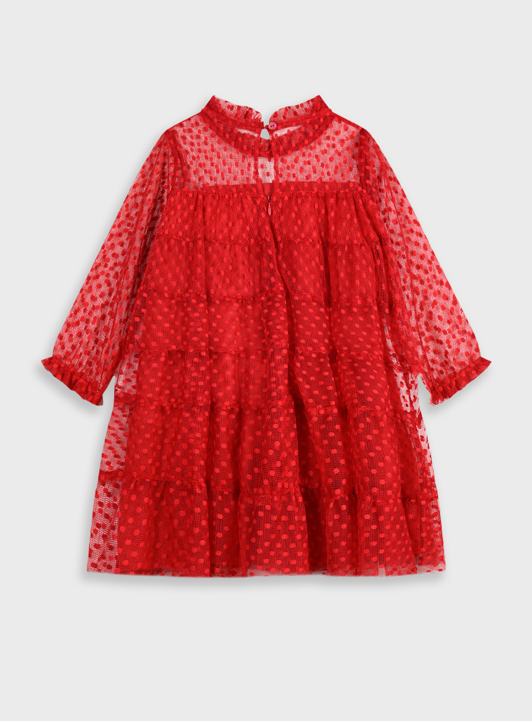 Φόρεμα με κεντημένα πουά για κορίτσι.Boutique collection | ΚΕΡΑΣΣΙ - 3