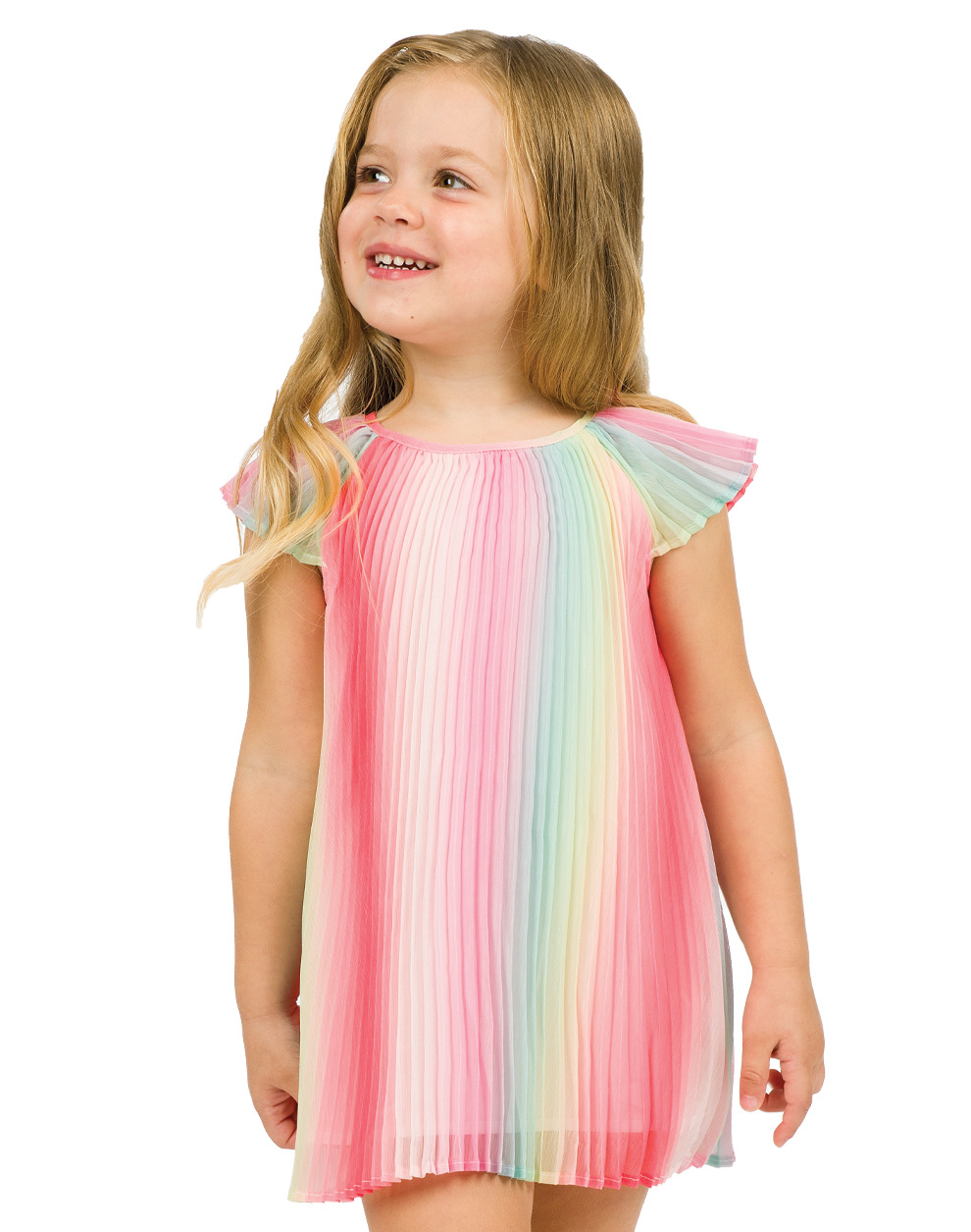 Πλισέ σιφόν φόρεμα στα χρώματα ουράνιο τόξο για κορίτσι | ΦΡΑΟΥΛΑ ΚΟΡΙΤΣΙ 1-6>Φόρεμα