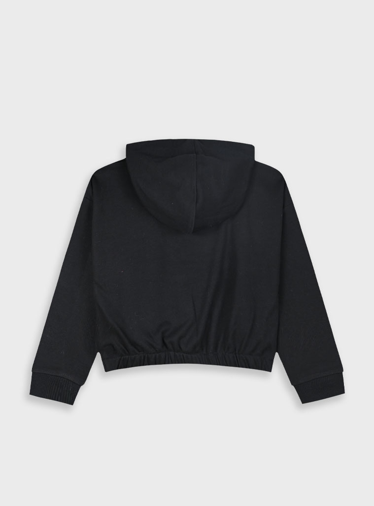 Boutique μπλούζα με κουκούλα με μεταλιζέ τύπωμα για κορίτσι | ΜΑΥΡΟ - 2